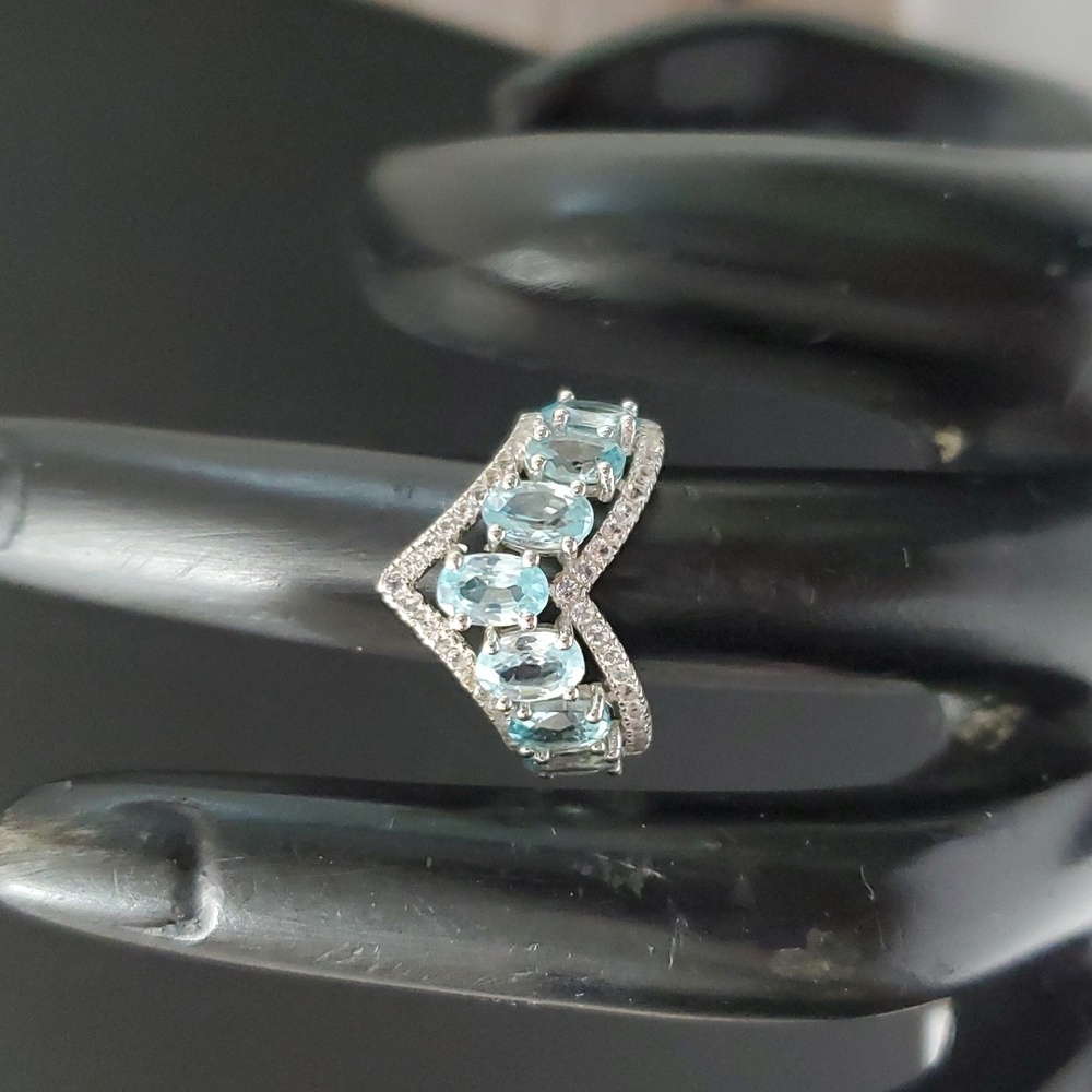 Sterling Silver 925 Aquamarine Ring